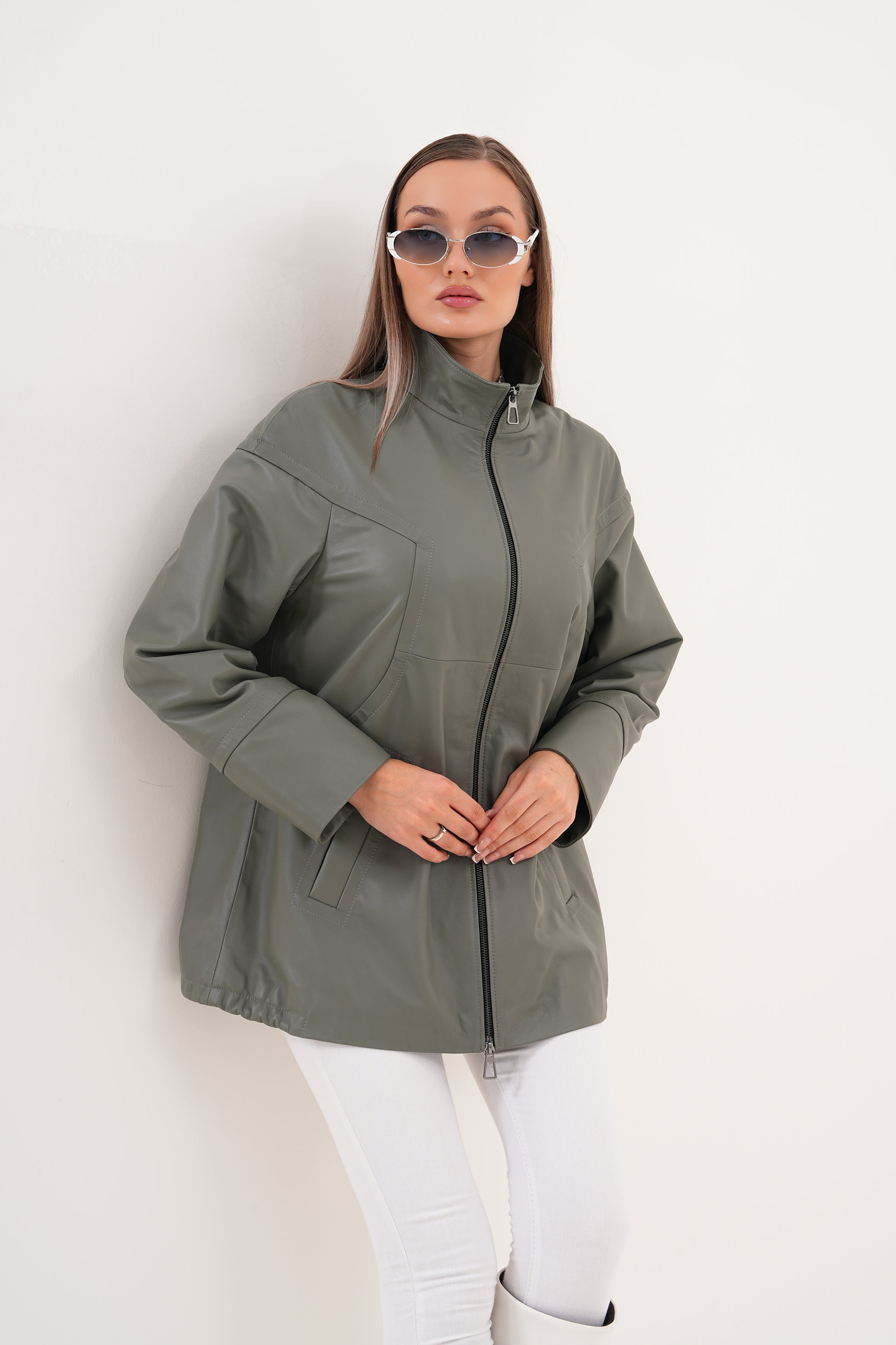 The Sierra Olive Green Leather Jacket