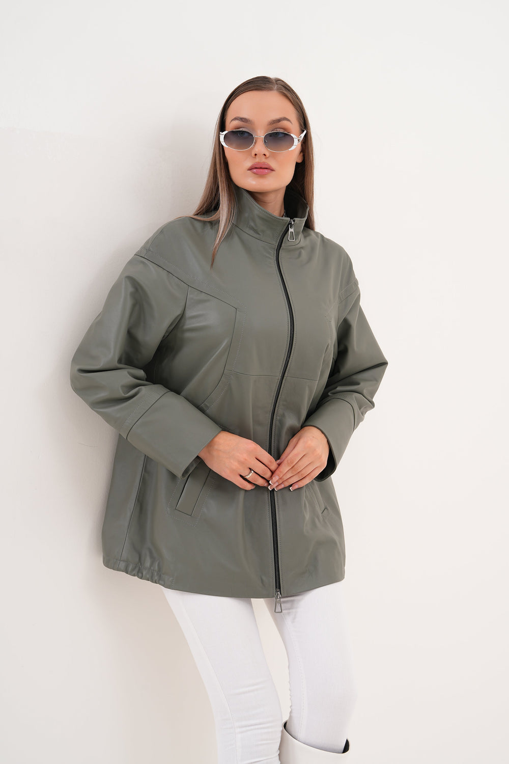 The Sierra Olive Green Leather Jacket