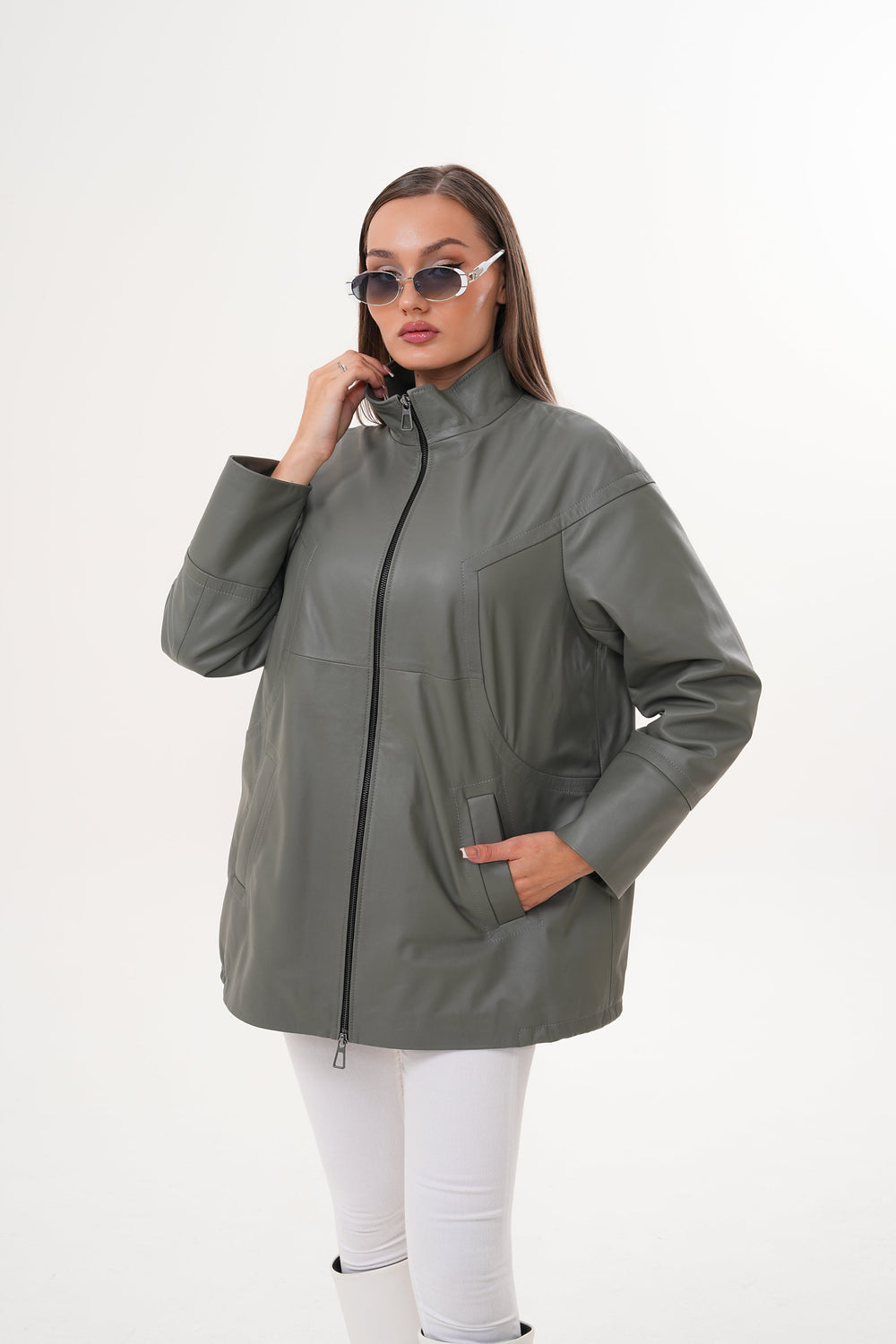 The Sierra Olive Green Leather Jacket