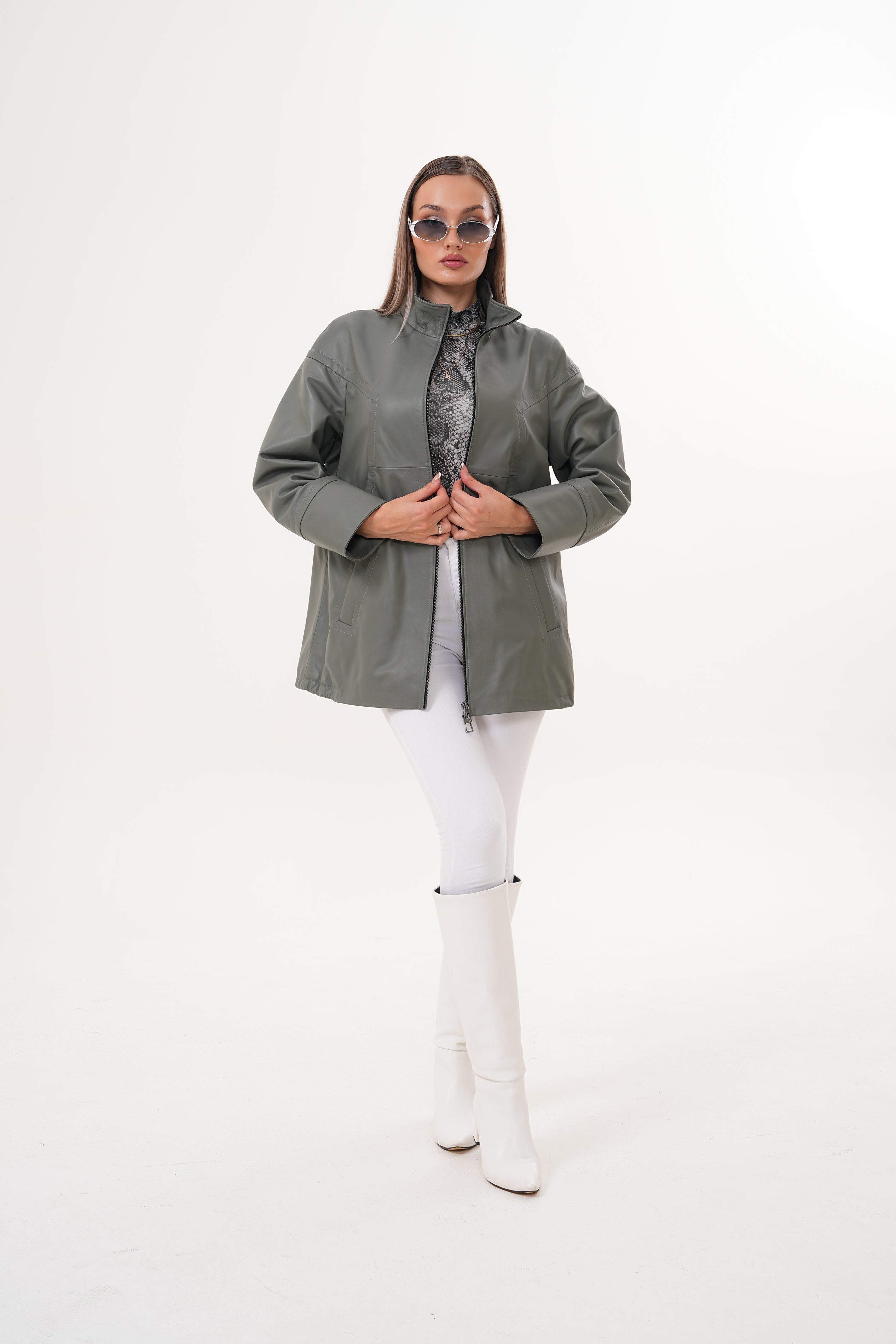 The Sierra Olive Green Leather Jacket