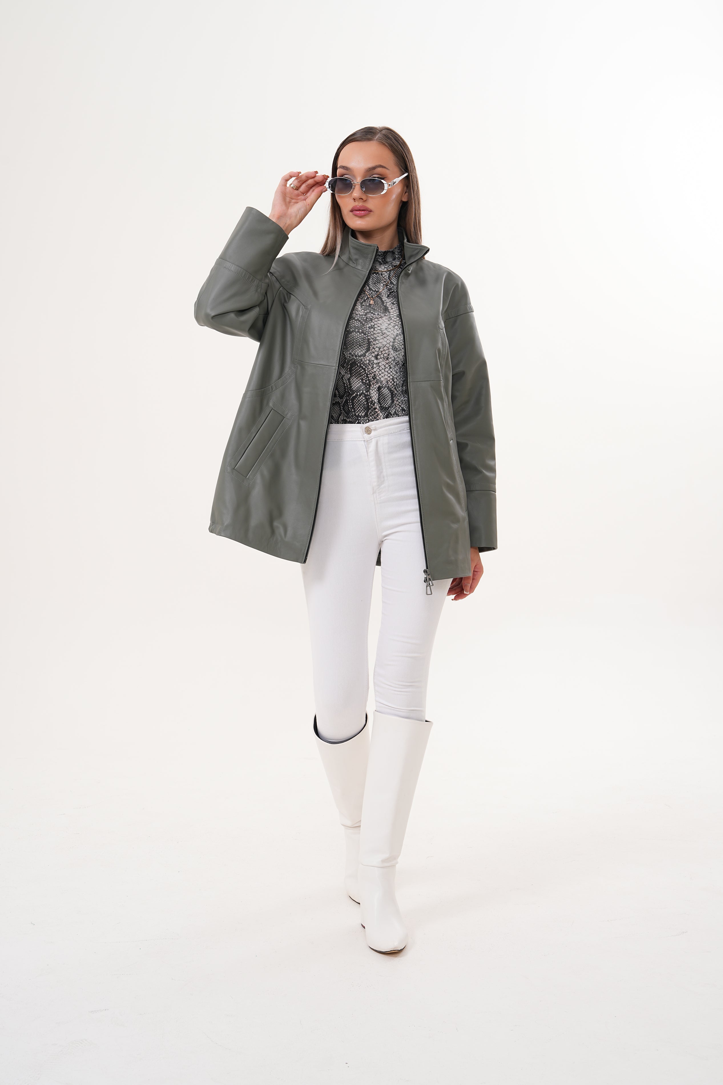The Sierra Olive Green Leather Jacket