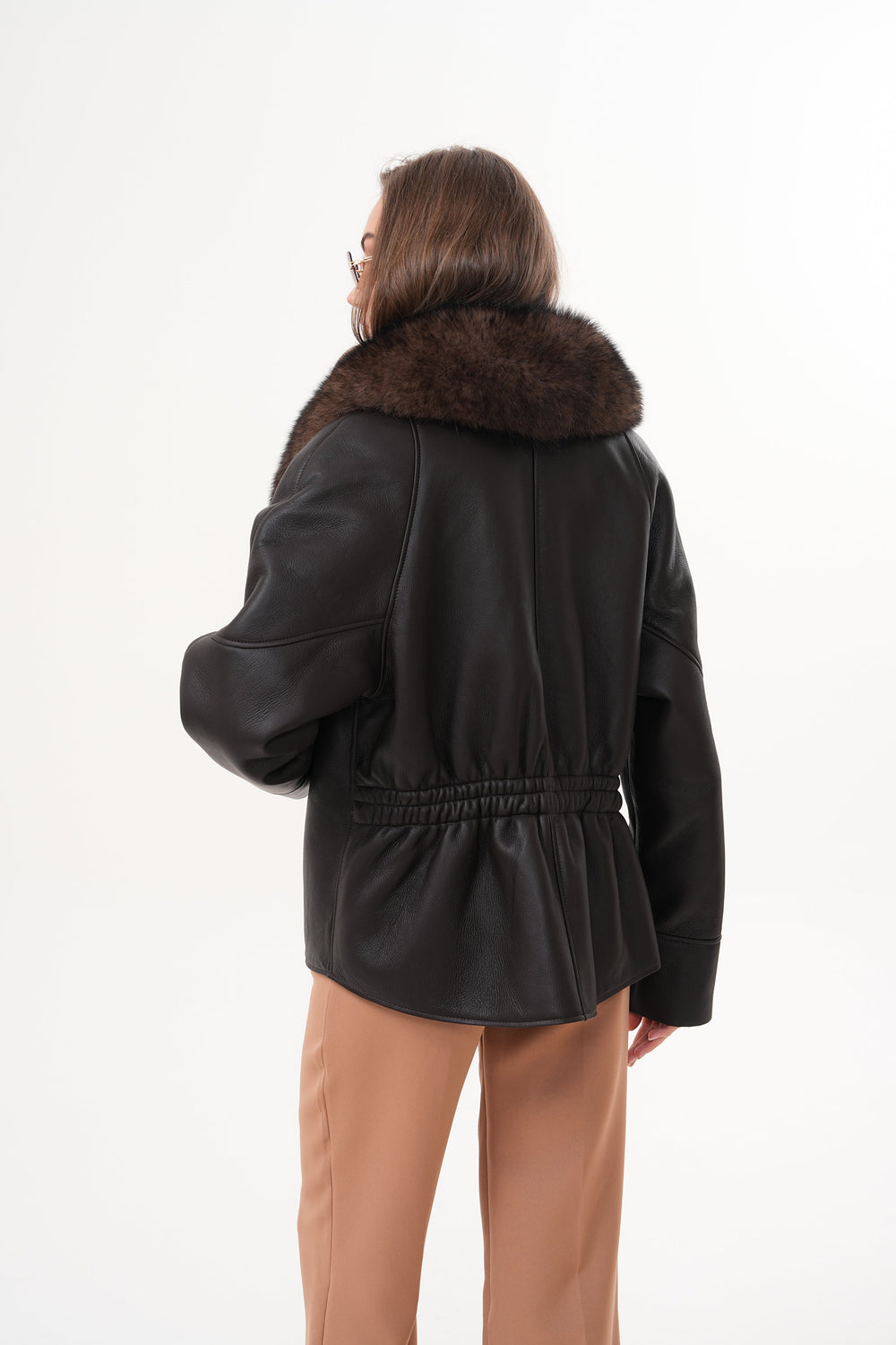 The Estelle Black Brown Shearling Leather Jacket