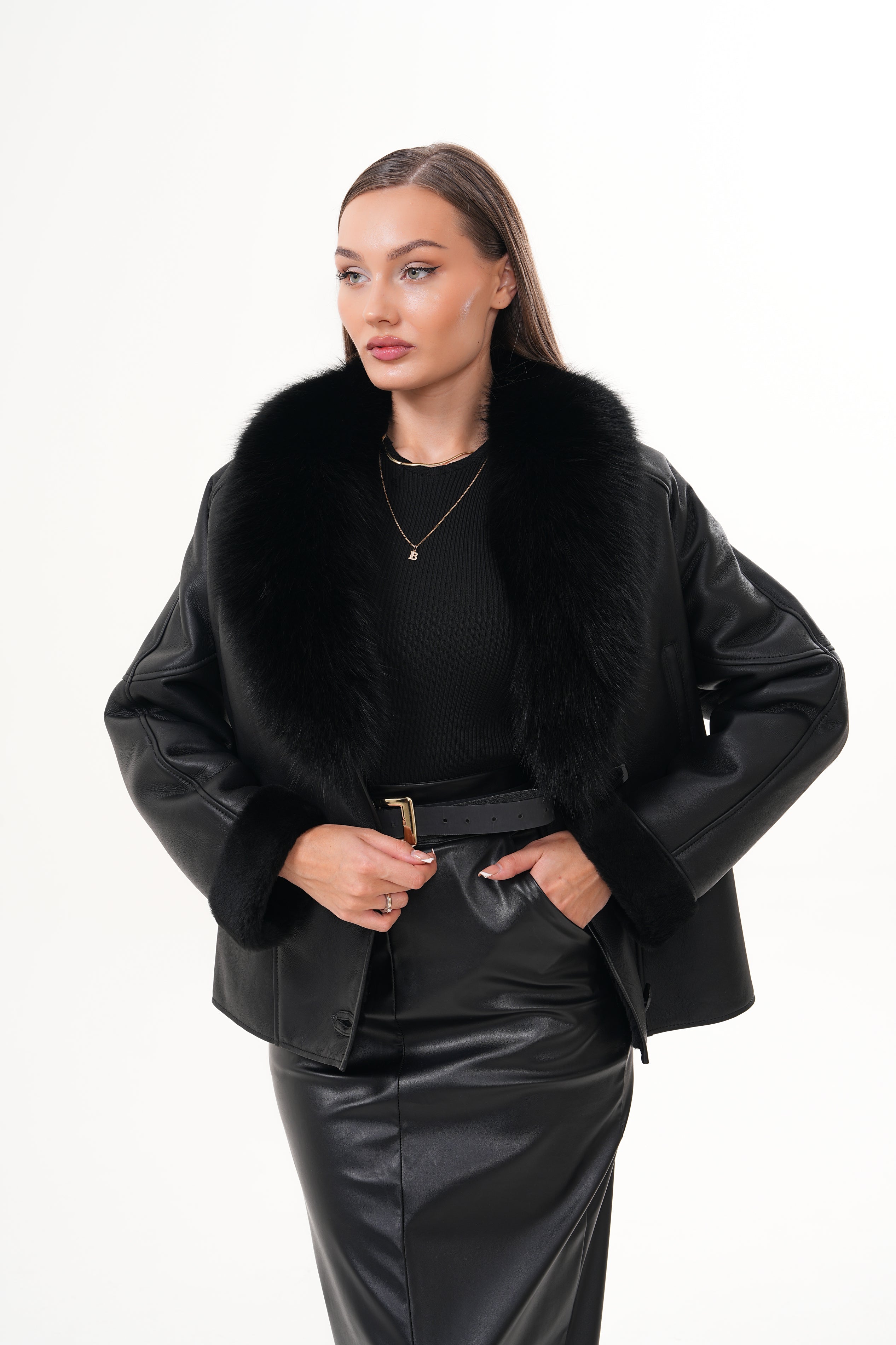 The Estelle Black Shearling Leather Jacket