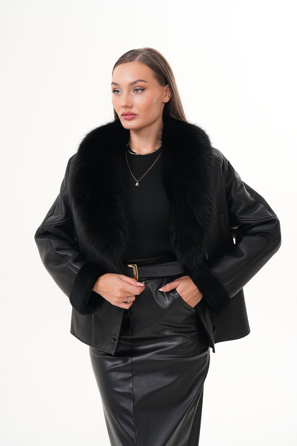 The Estelle Black Shearling Leather Jacket