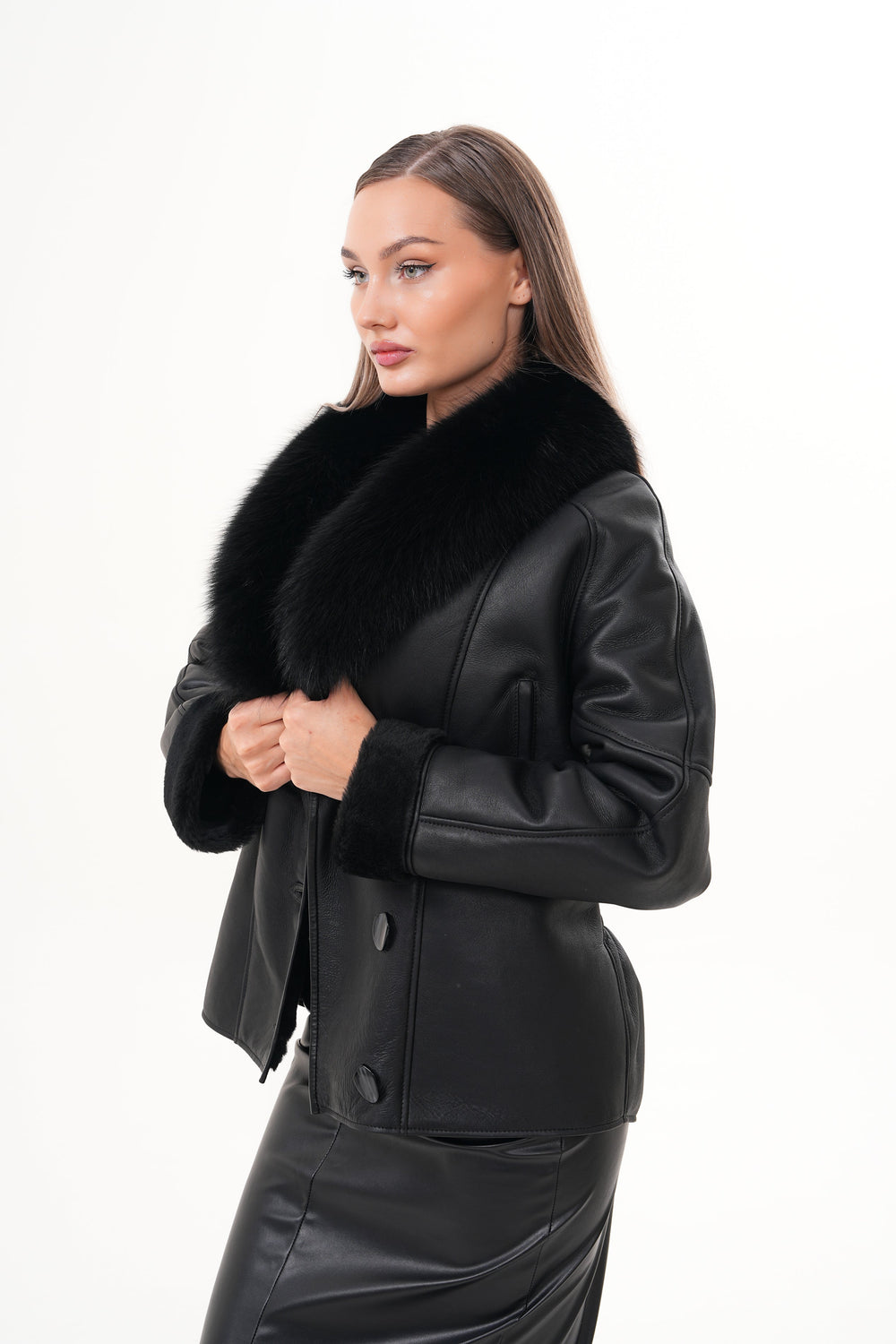 The Estelle Black Shearling Leather Jacket