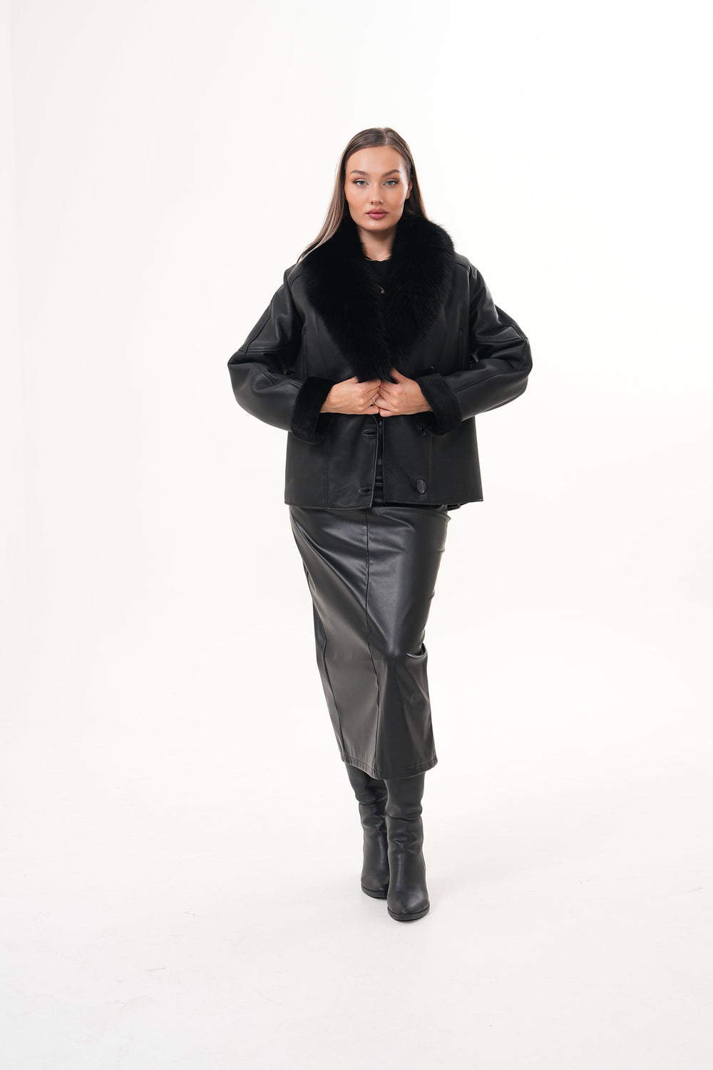 The Estelle Black Shearling Leather Jacket