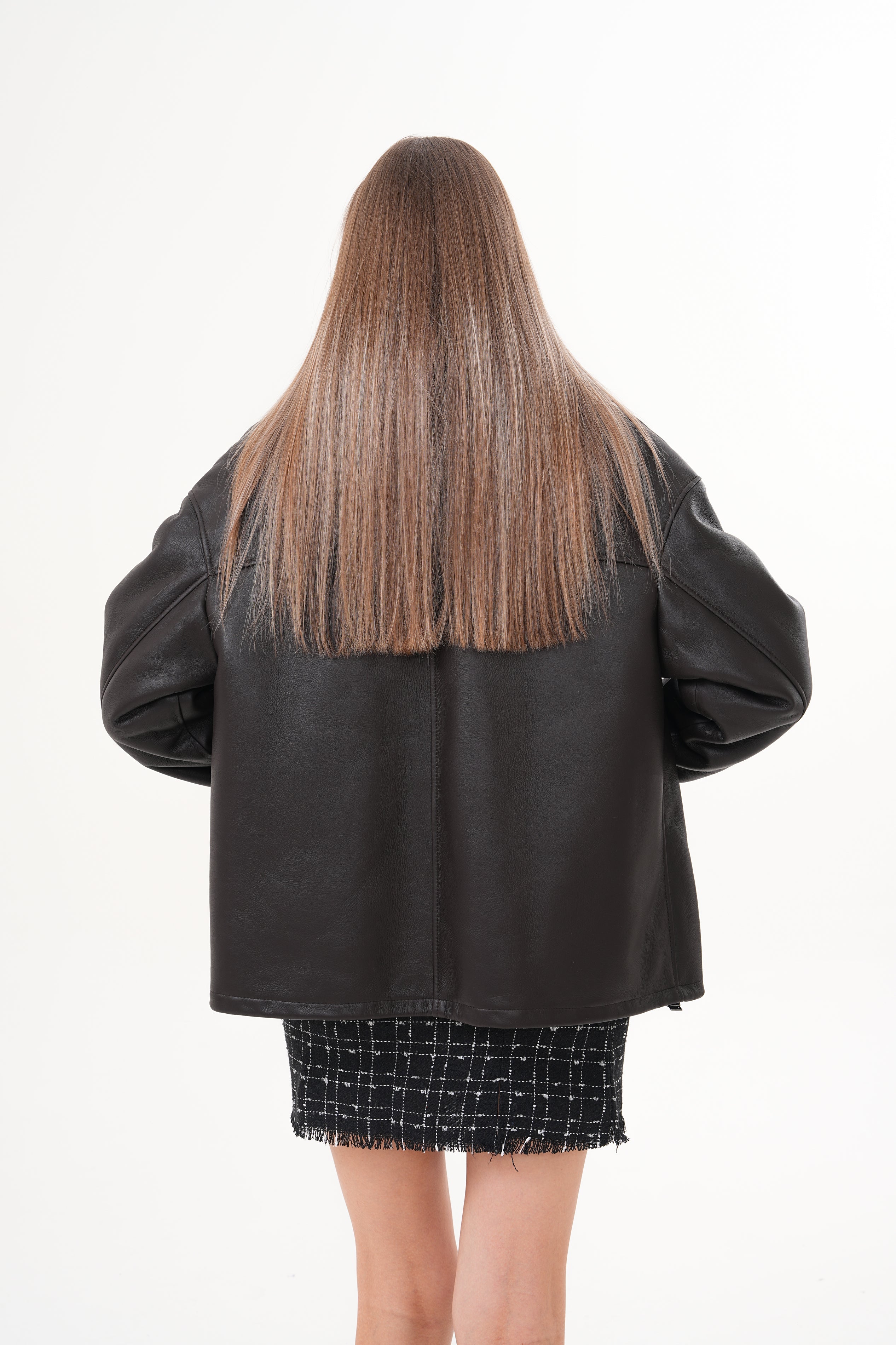 The Elise Black Shearling Leather Jacket