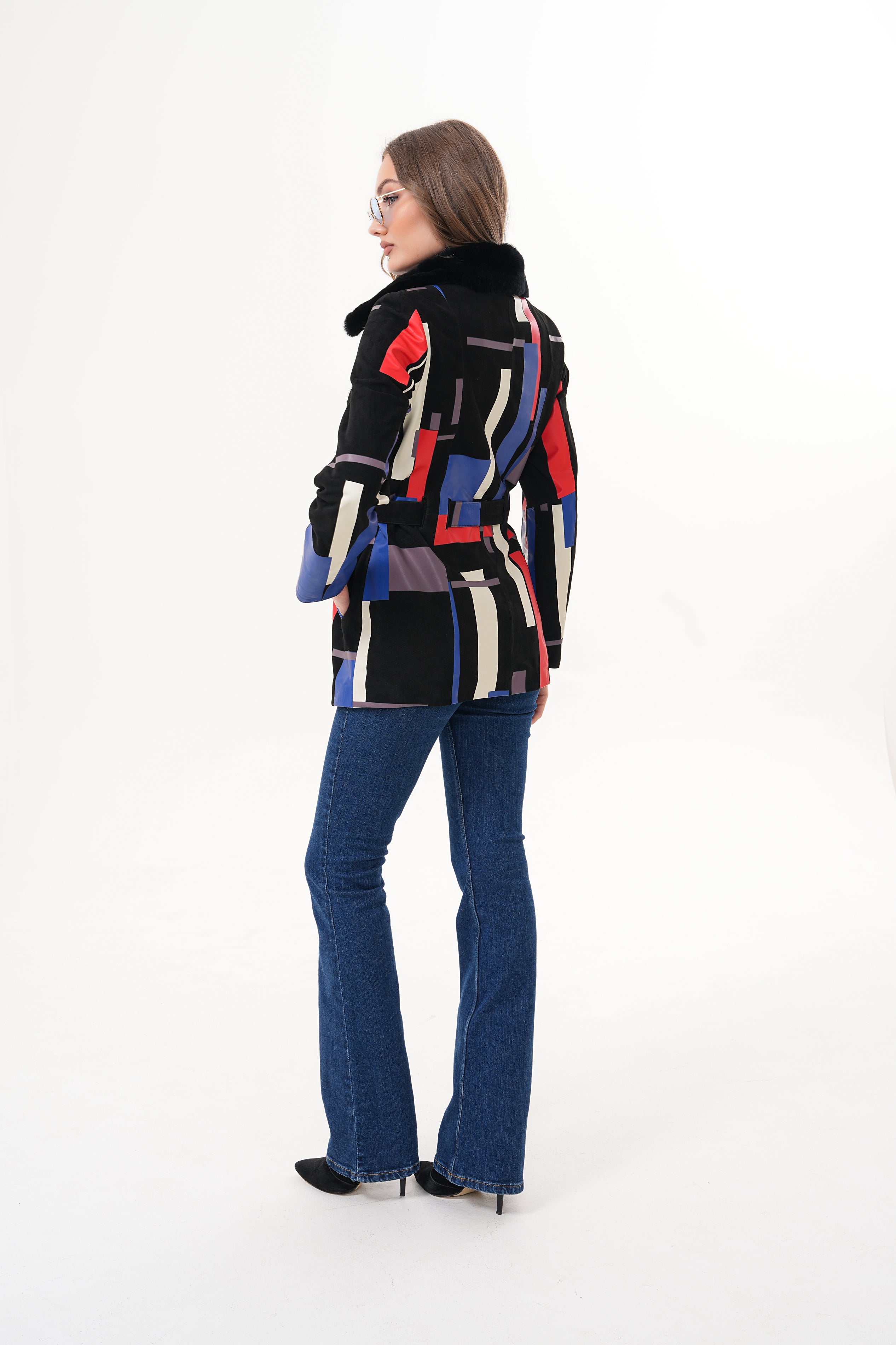 The Mirage Geo Pattern Leather Jacket