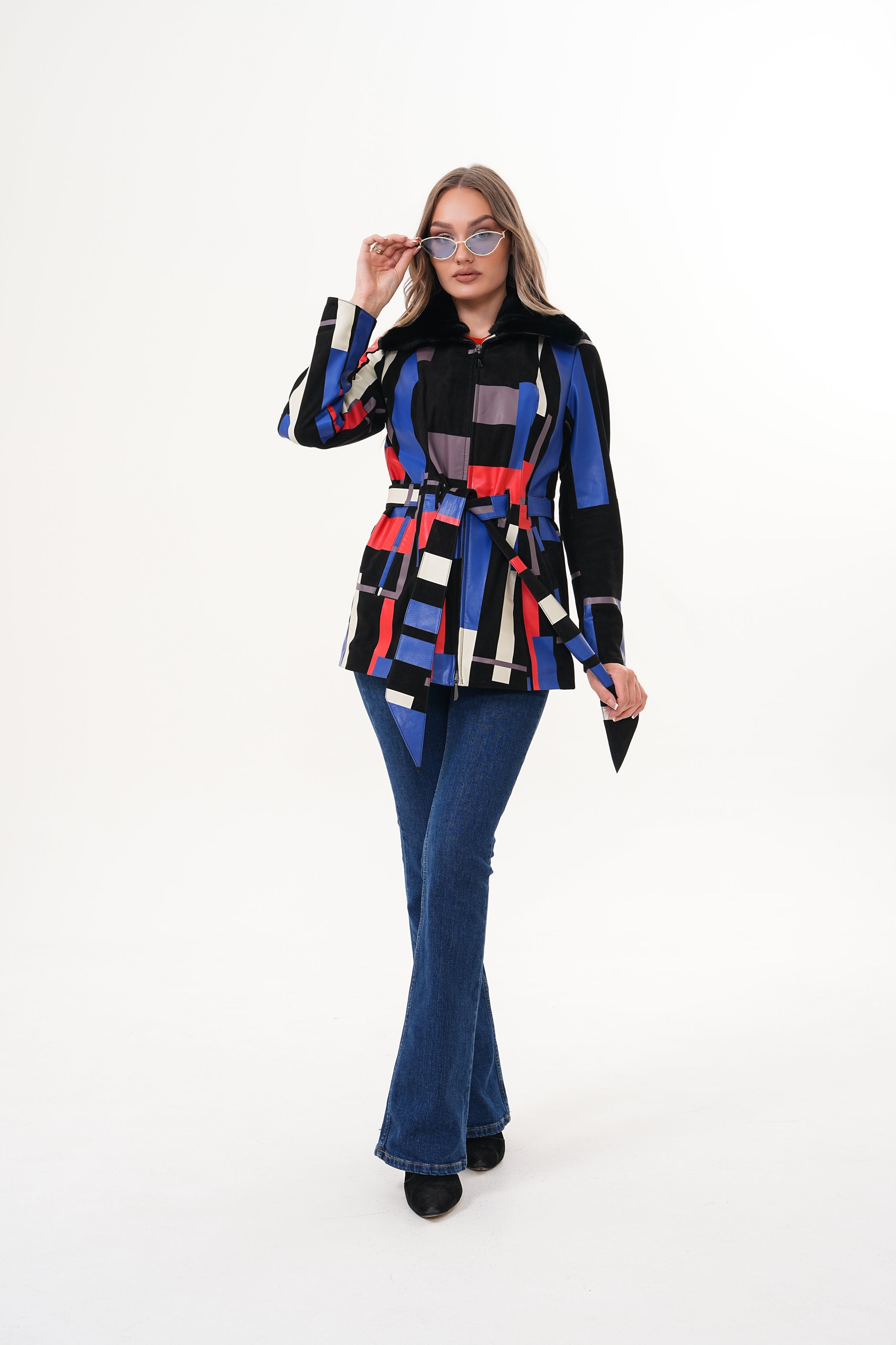 The Mirage Geo Pattern Leather Jacket
