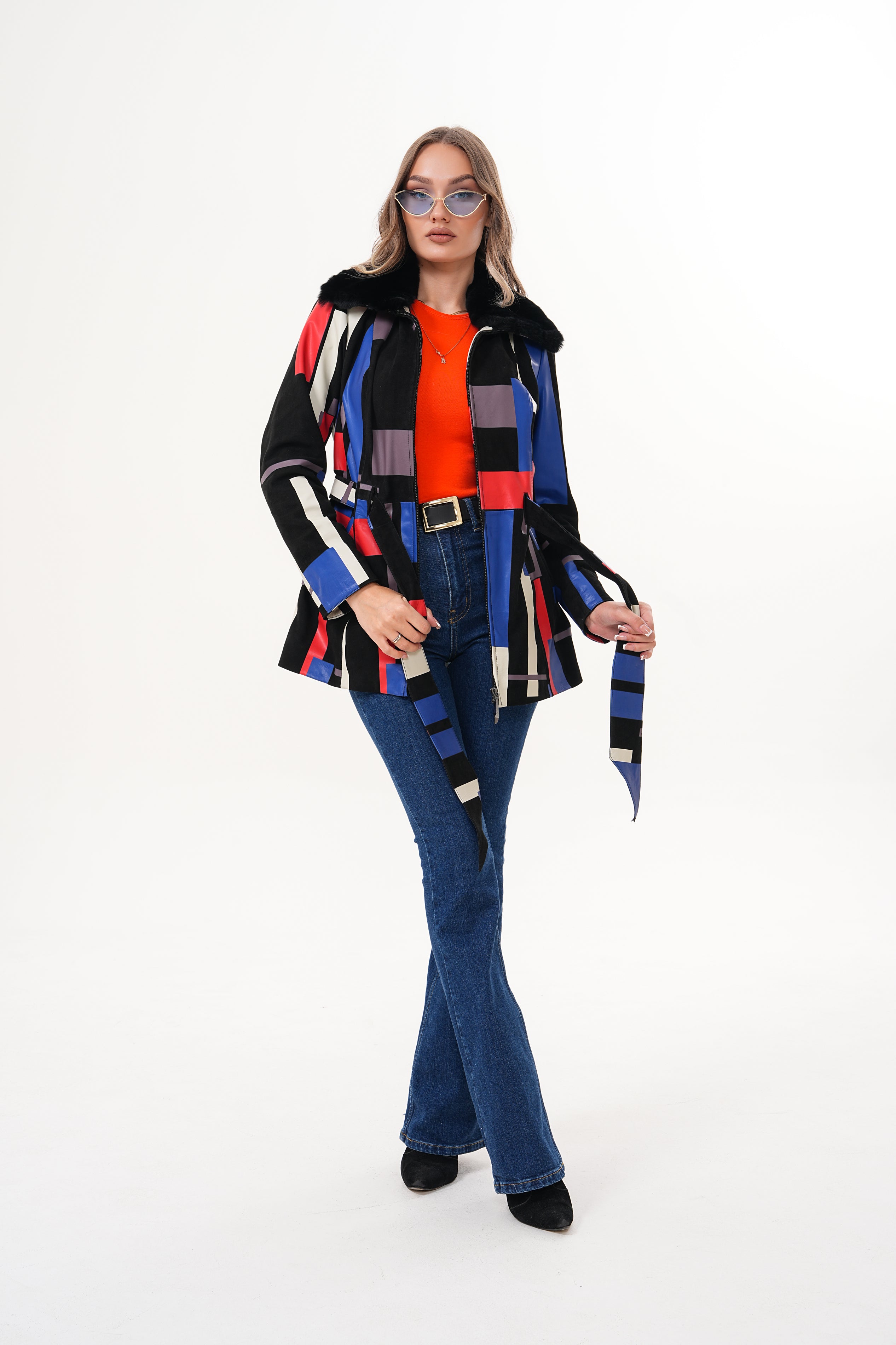 The Mirage Geo Pattern Leather Jacket