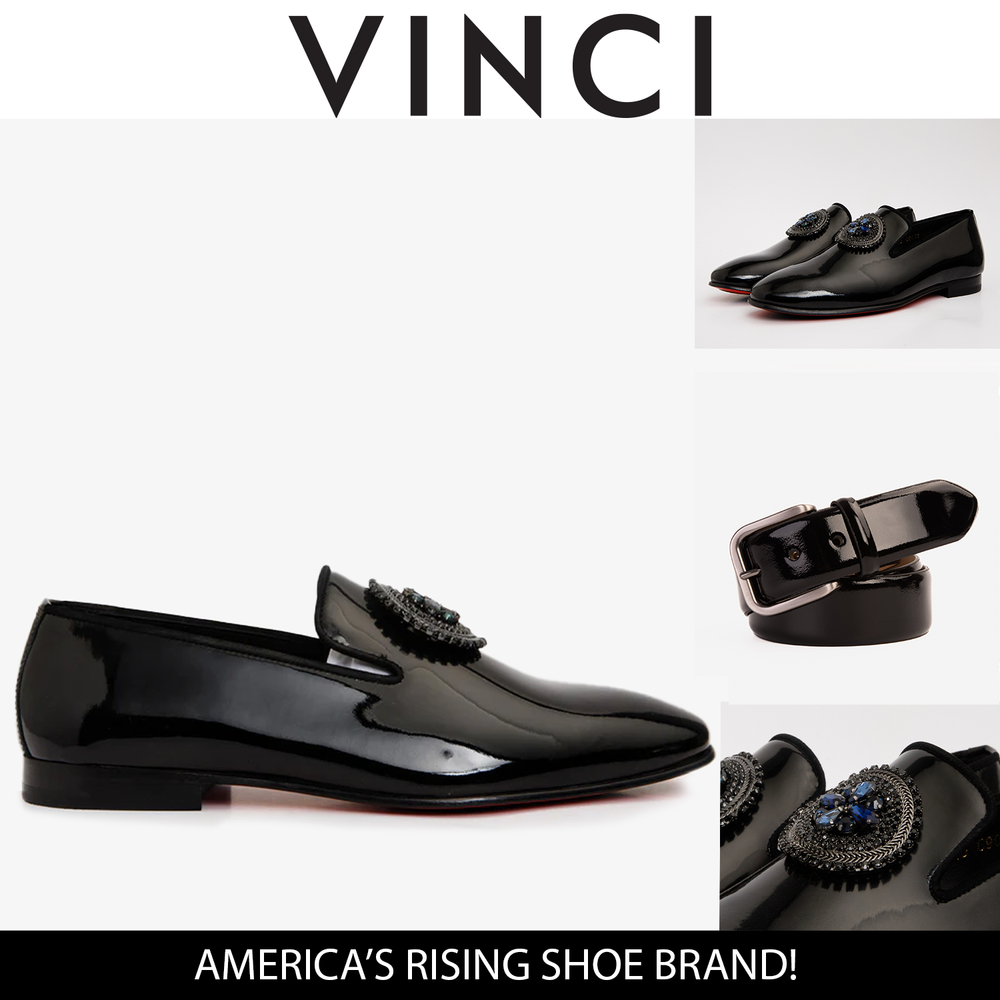 The Pombe Black Patent Leather Dress Slip-on Loafer  Shoe