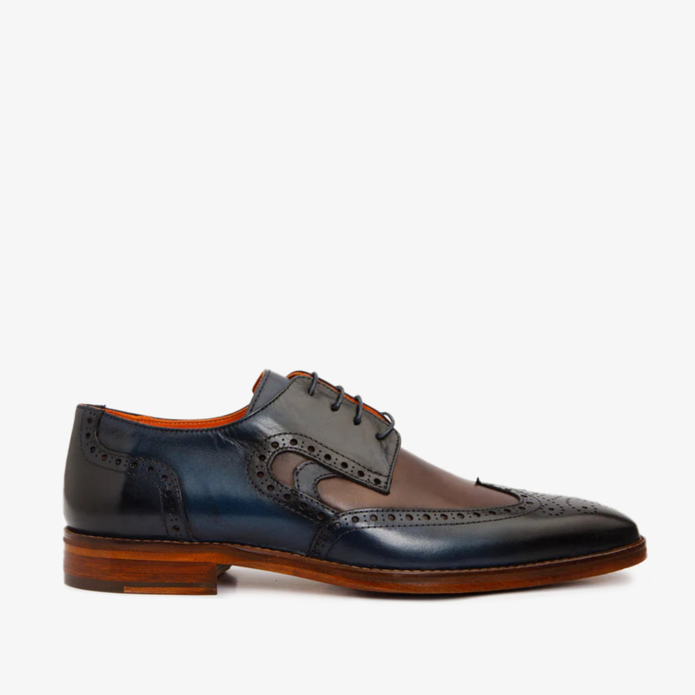 The Neiva Navy\/Brown Wingtip Semi Brogue Derby  Shoe