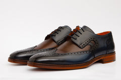 The Neiva Navy\/Brown Wingtip Semi Brogue Derby  Shoe