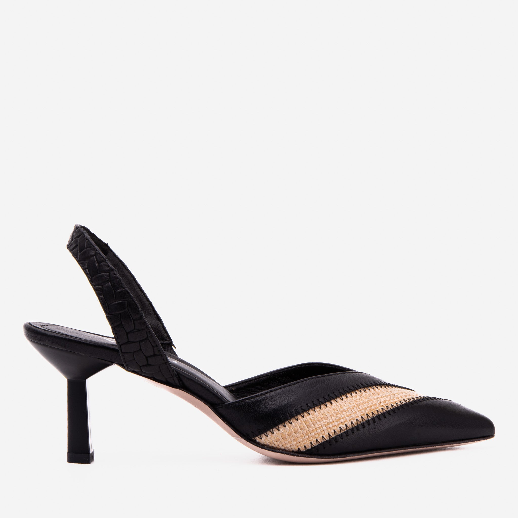 The Riviera Black Raffia Slingback  Sandal