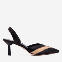 The Riviera Black Raffia Slingback  Sandal
