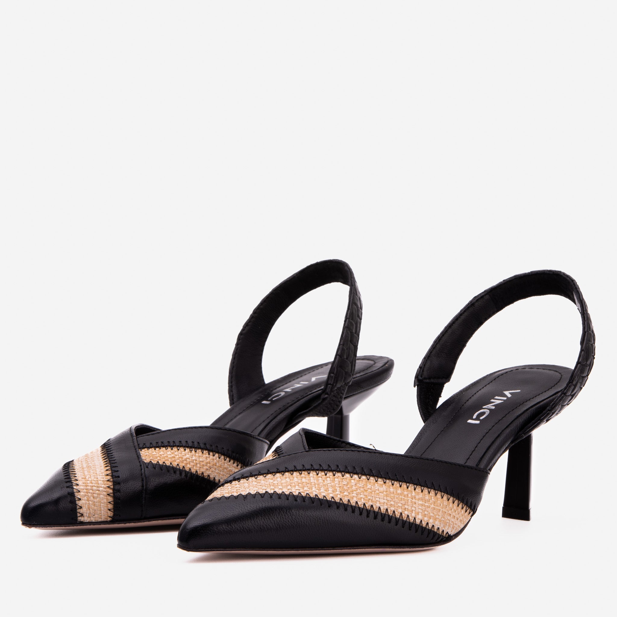 The Riviera Black Raffia Slingback  Sandal