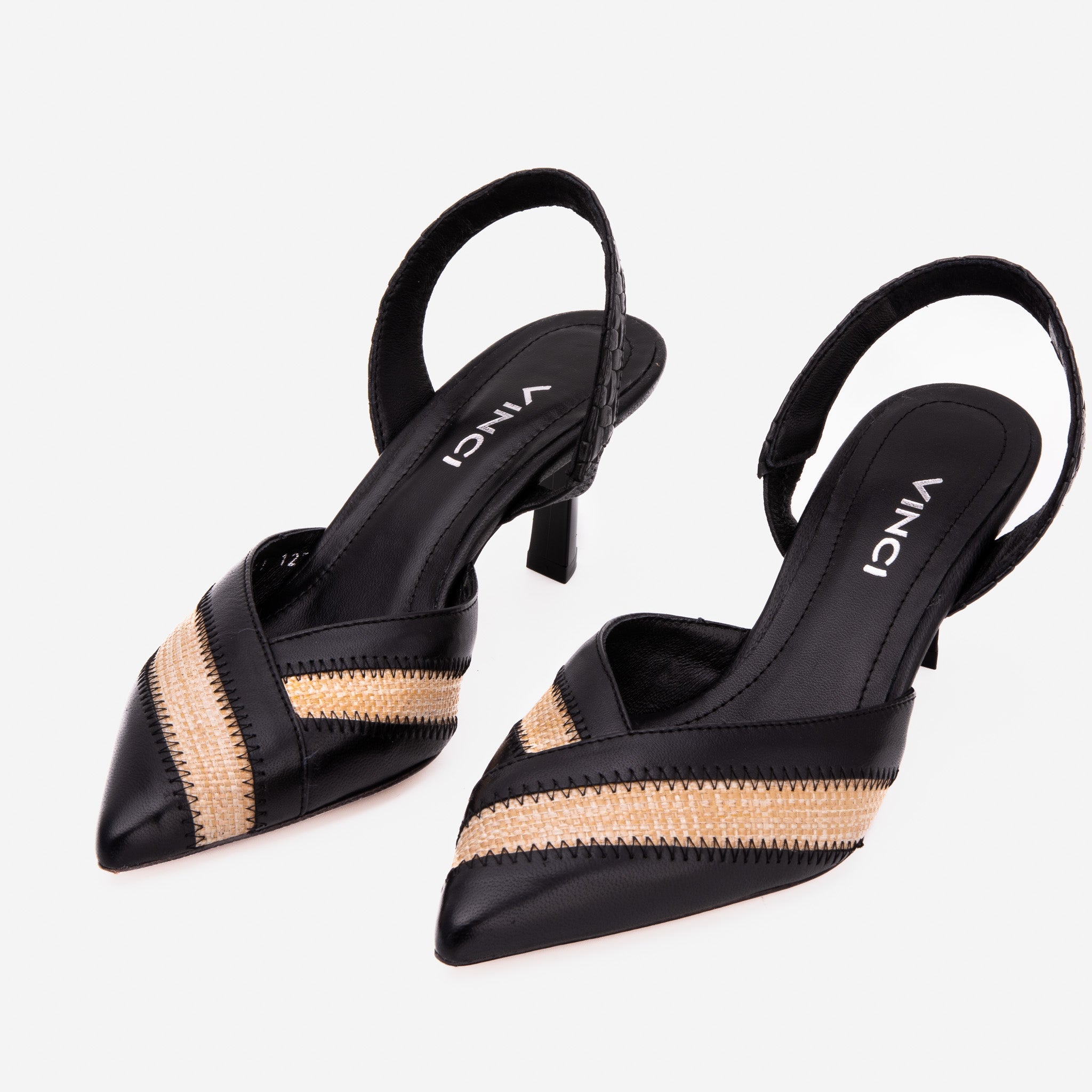 The Riviera Black Raffia Slingback  Sandal
