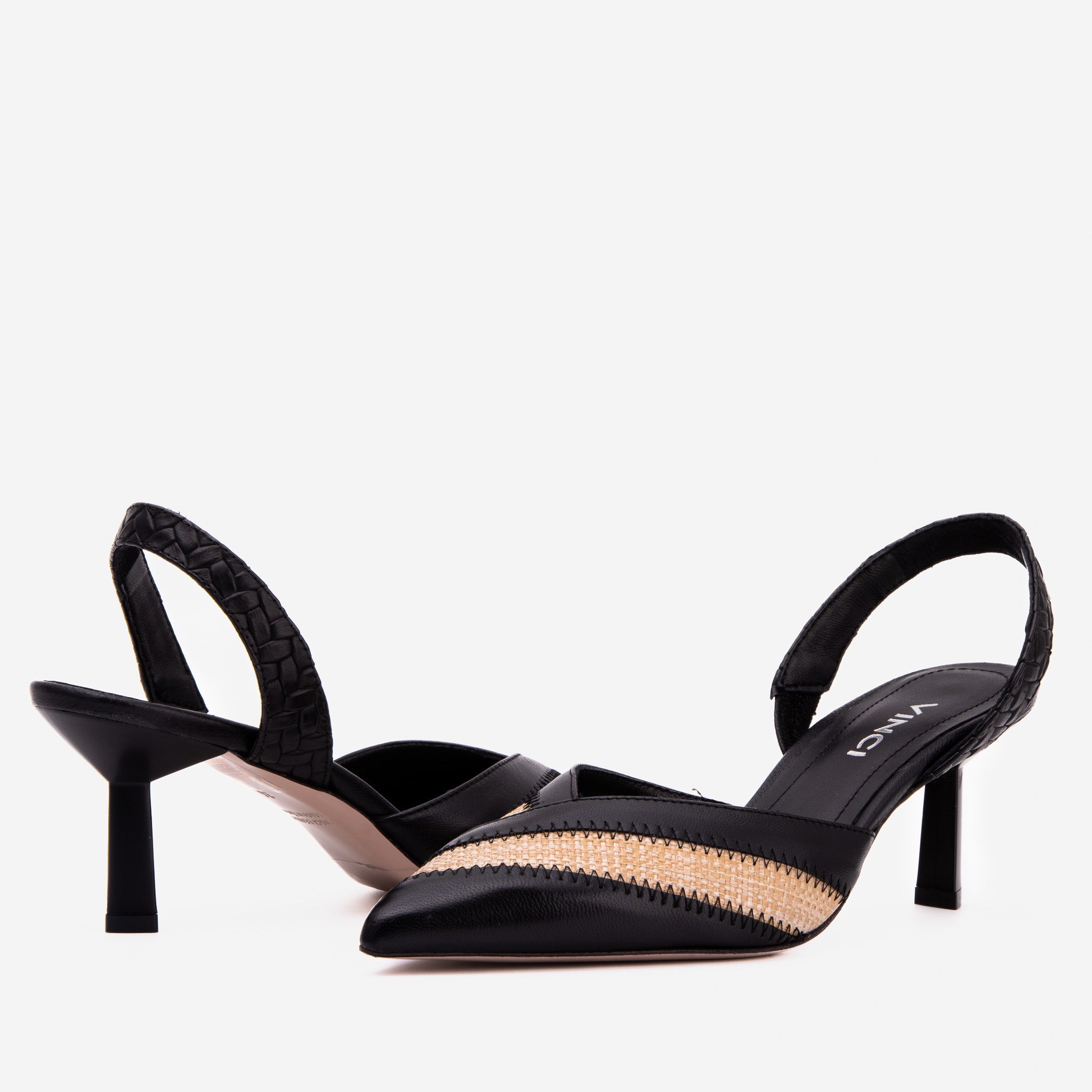 The Riviera Black Raffia Slingback  Sandal