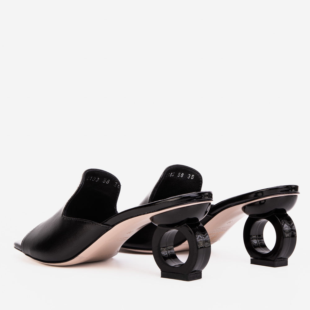The Tory Black Leather Sandal