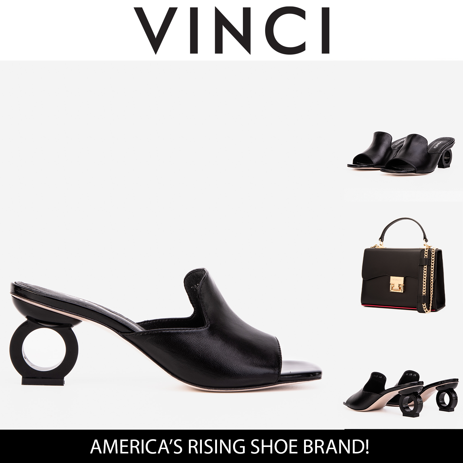 The Tory Black Leather Sandal
