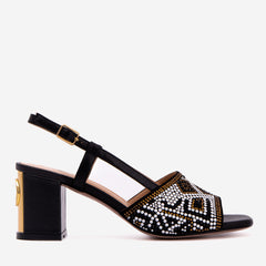 The Nampula Black Leather Slingback Sandal