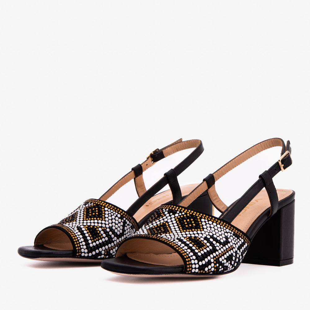 The Nampula Black Leather Slingback Sandal