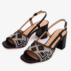 The Nampula Black Leather Slingback Sandal