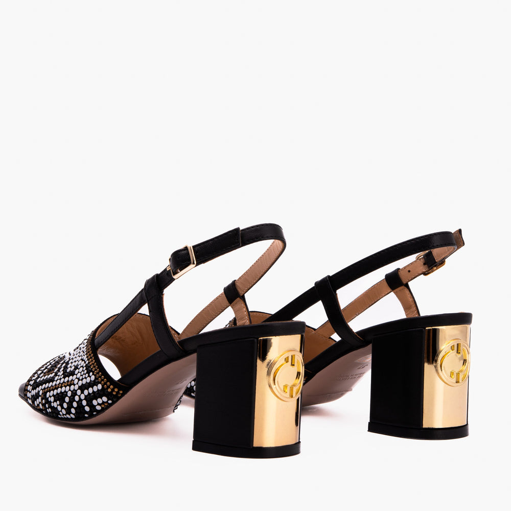 The Nampula Black Leather Slingback Sandal