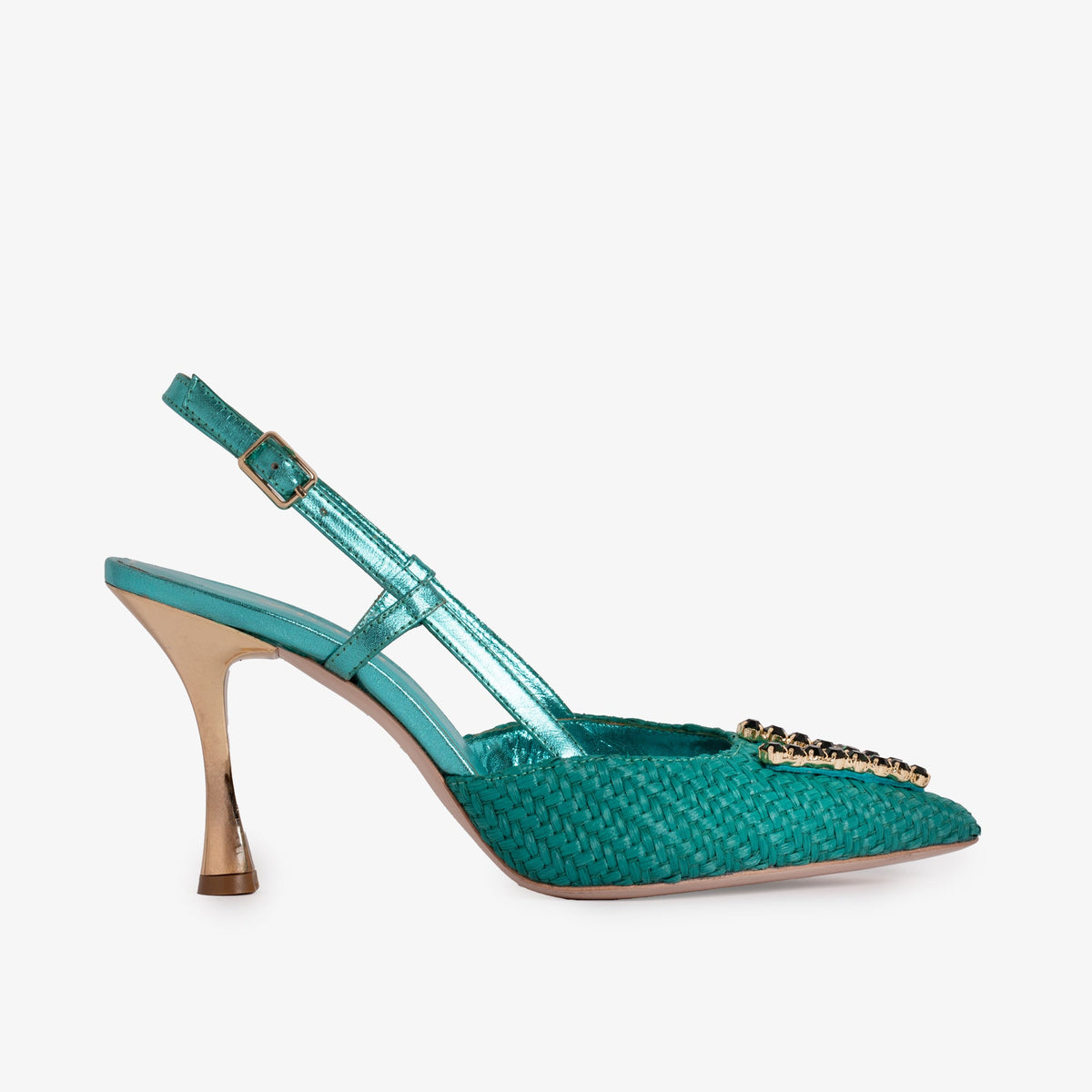The Luna Turquoise Leather Slingback Sandal
