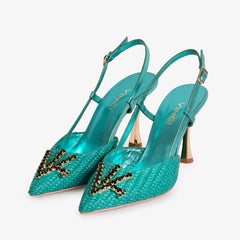 The Luna Turquoise Leather Slingback Sandal