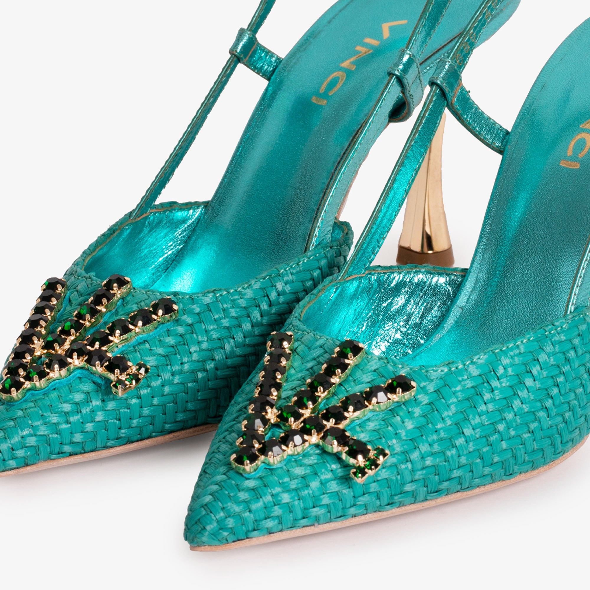 The Luna Turquoise Leather Slingback Sandal