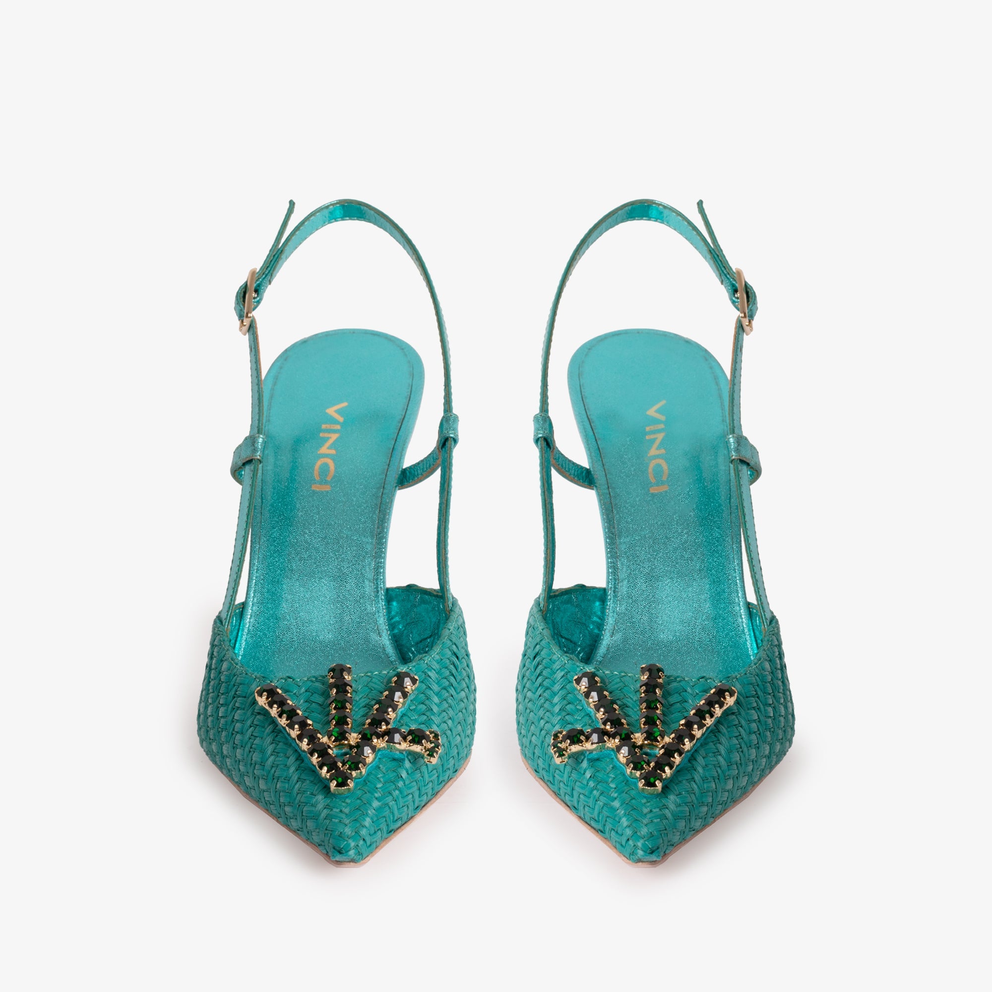 The Luna Turquoise Leather Slingback Sandal