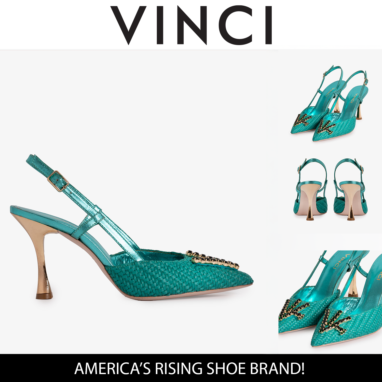 The Luna Turquoise Leather Slingback Sandal