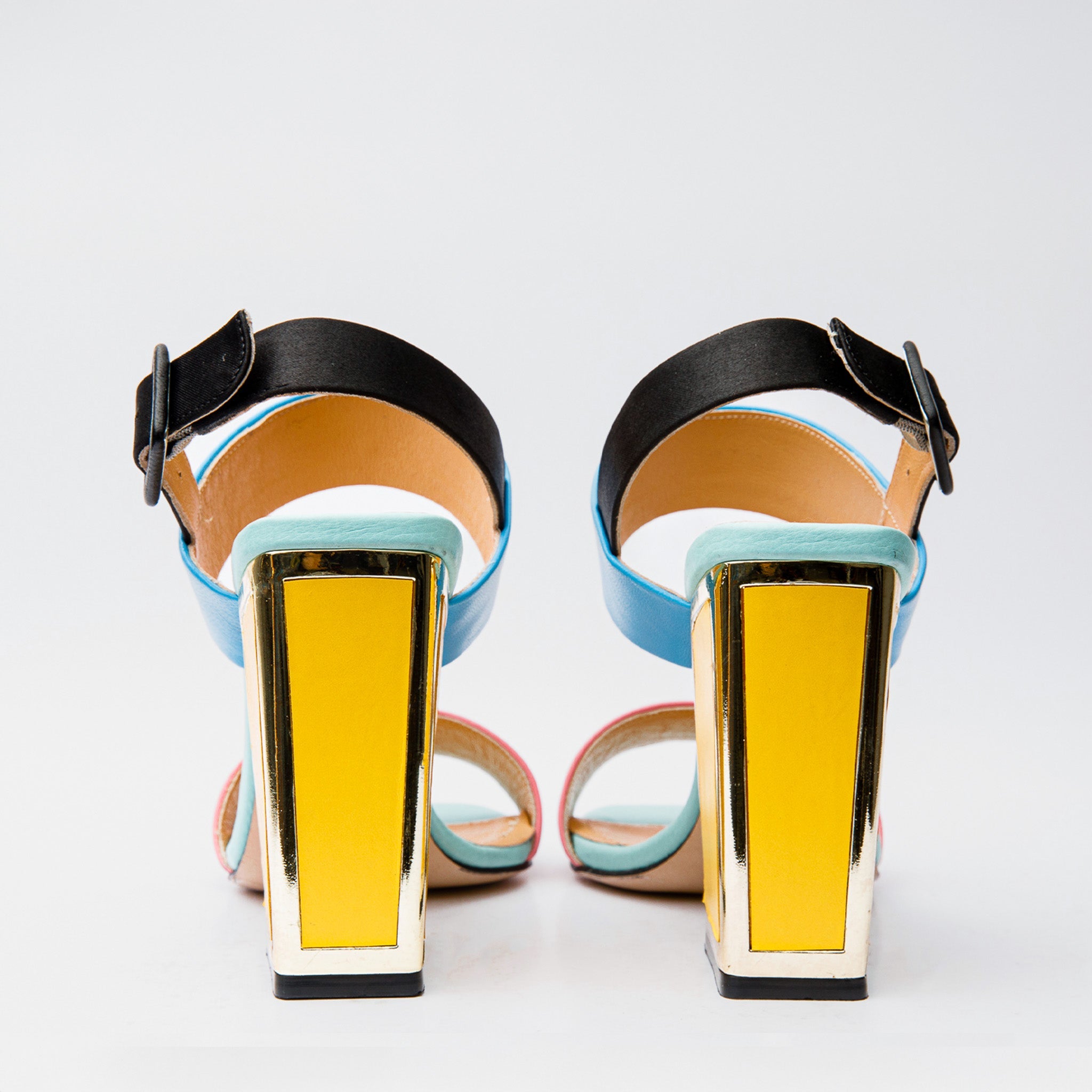 The Niger Multicolor Block Heel Leather Sandal