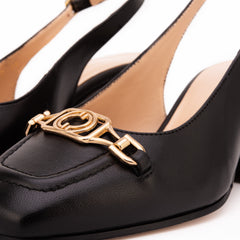 The Potomac Black Slingback Leather Sandal