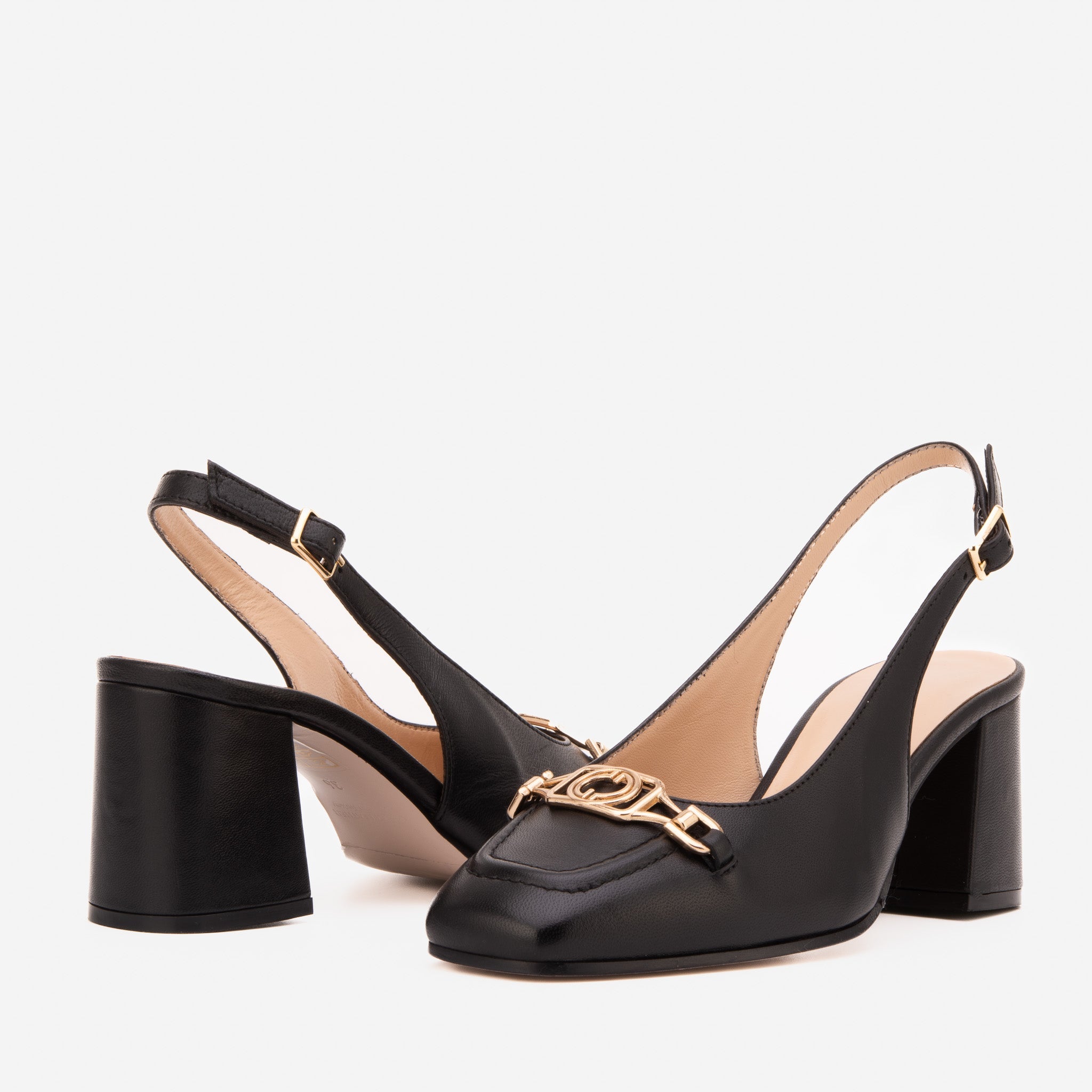 The Potomac Black Slingback Leather Sandal