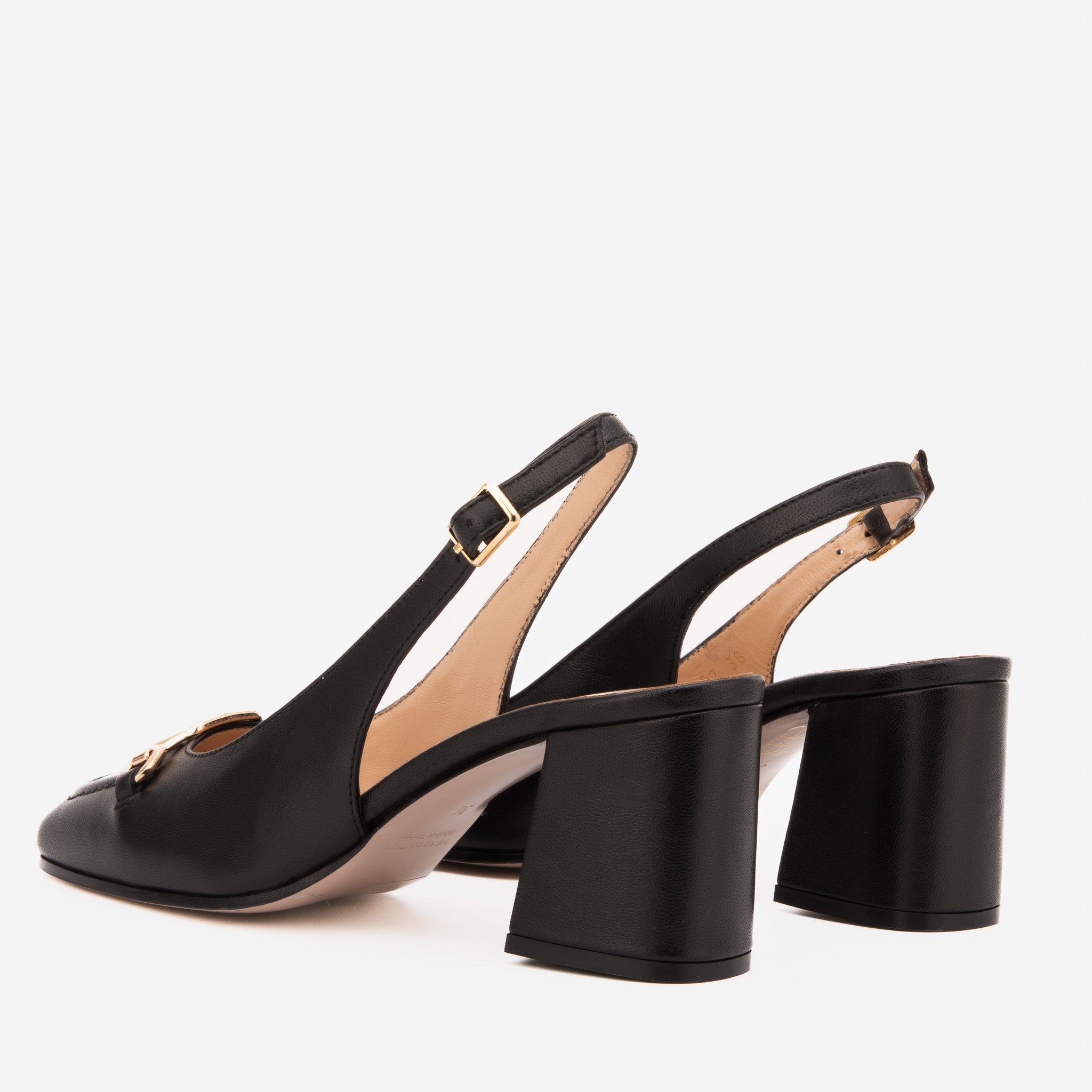 The Potomac Black Slingback Leather Sandal