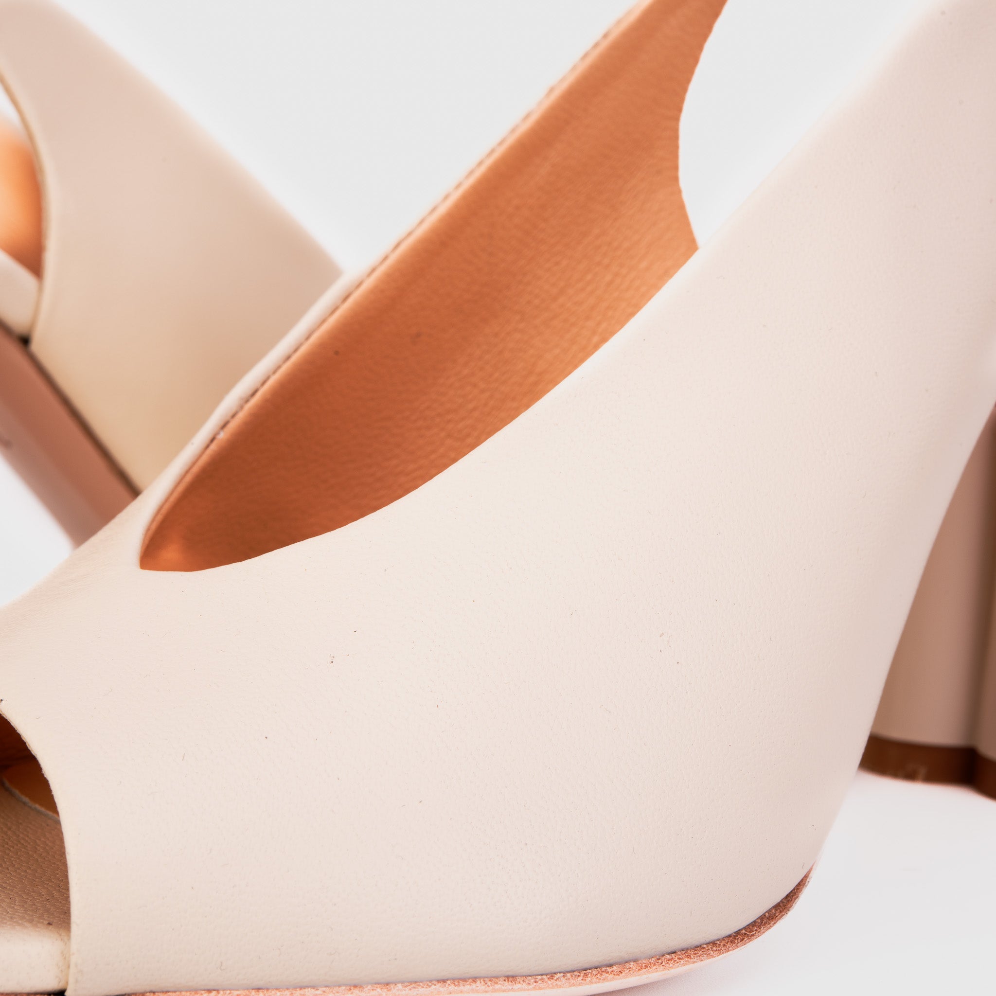 The Cimla Cream Leather Pumpkin Heel Sandal