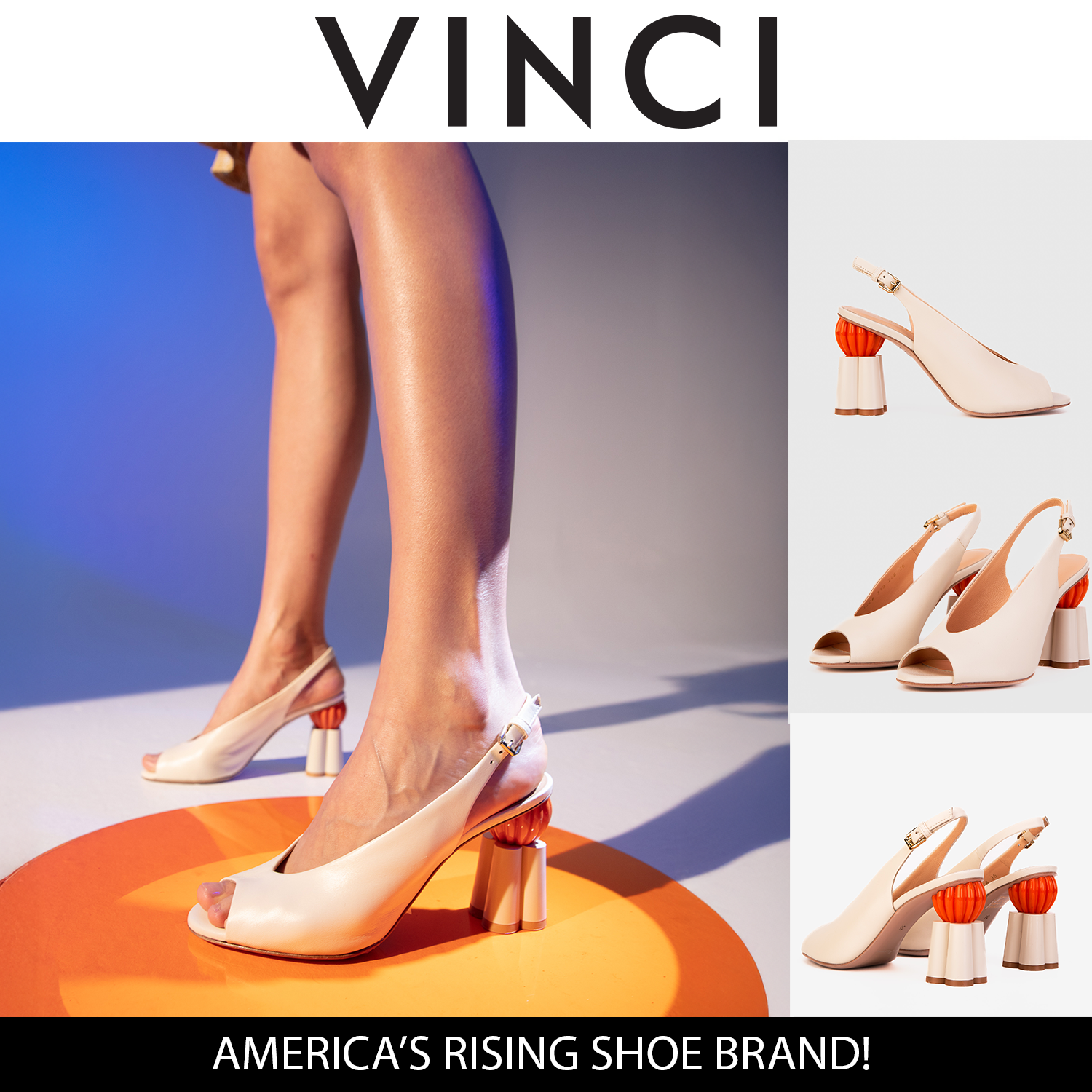 The Cimla Cream Leather Pumpkin Heel Sandal
