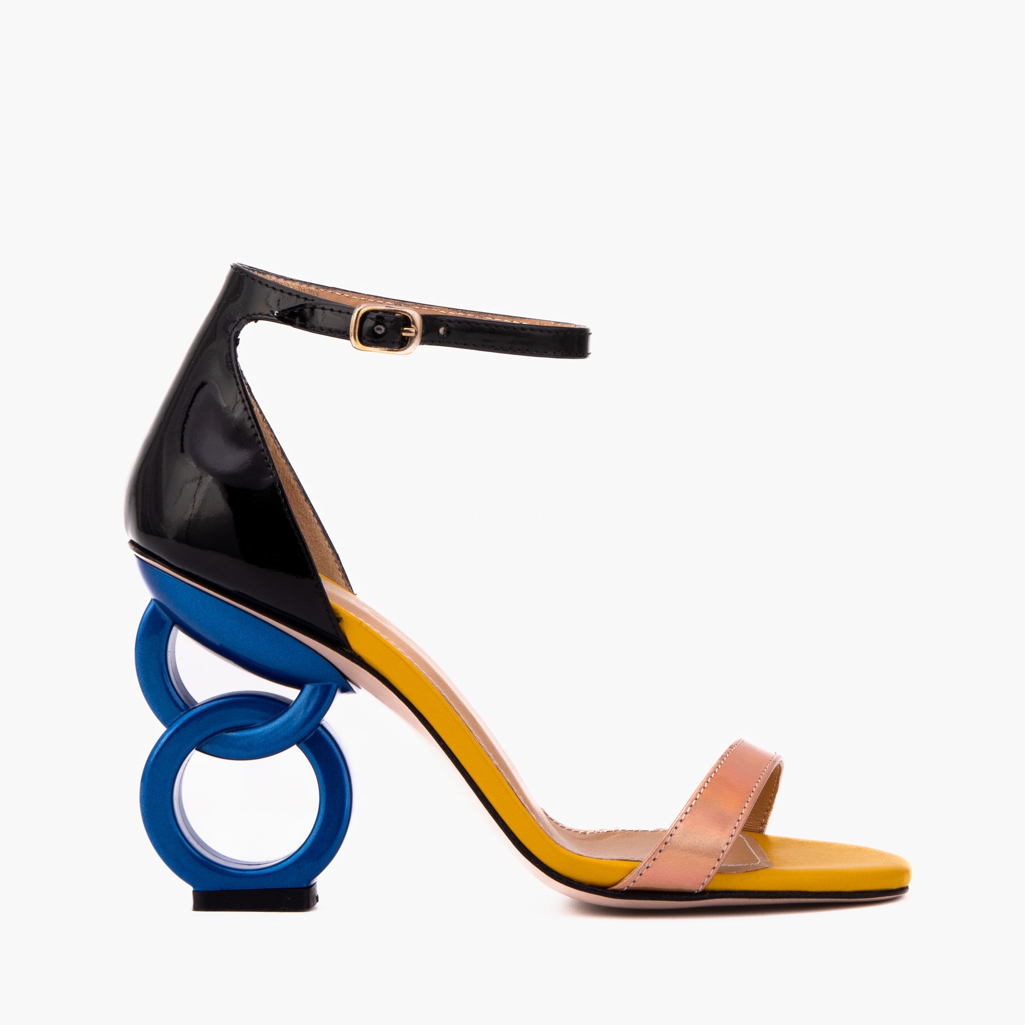 The Helix Heel Rose Gold Leather Sandal