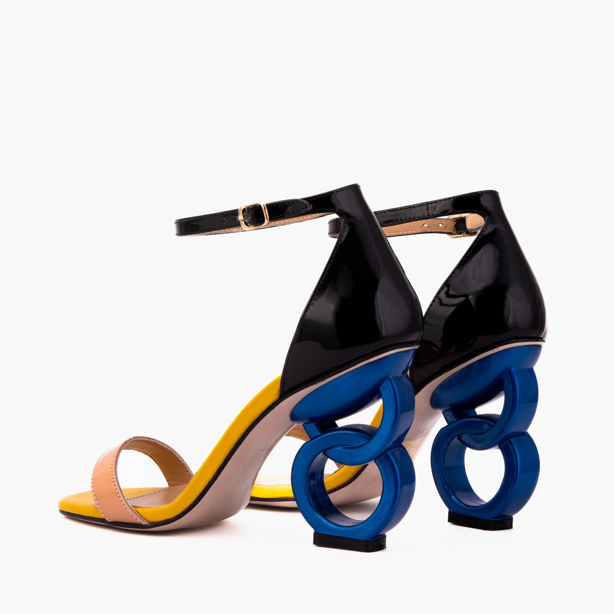 The Helix Heel Rose Gold Leather Sandal