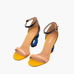 The Helix Heel Rose Gold Leather Sandal
