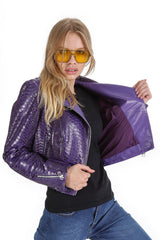 The Rubert Purple  Pyht Leather Jacket