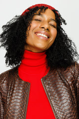 The Mekke Pythn Skin Brown Leather Jacket