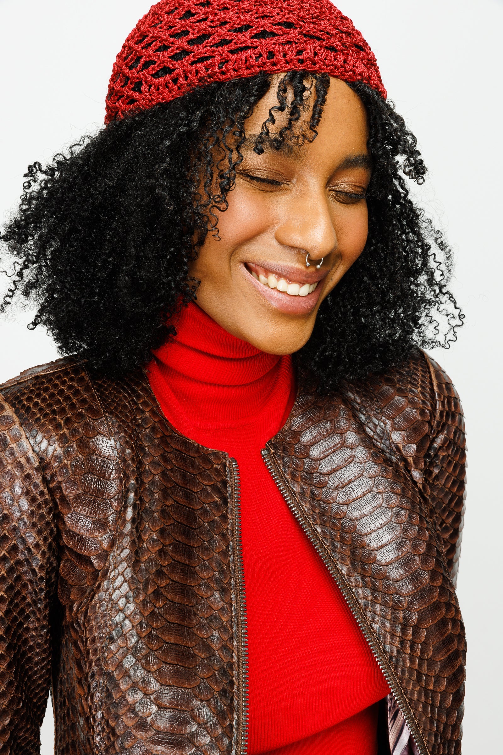 The Mekke Pythn Skin Brown Leather Jacket