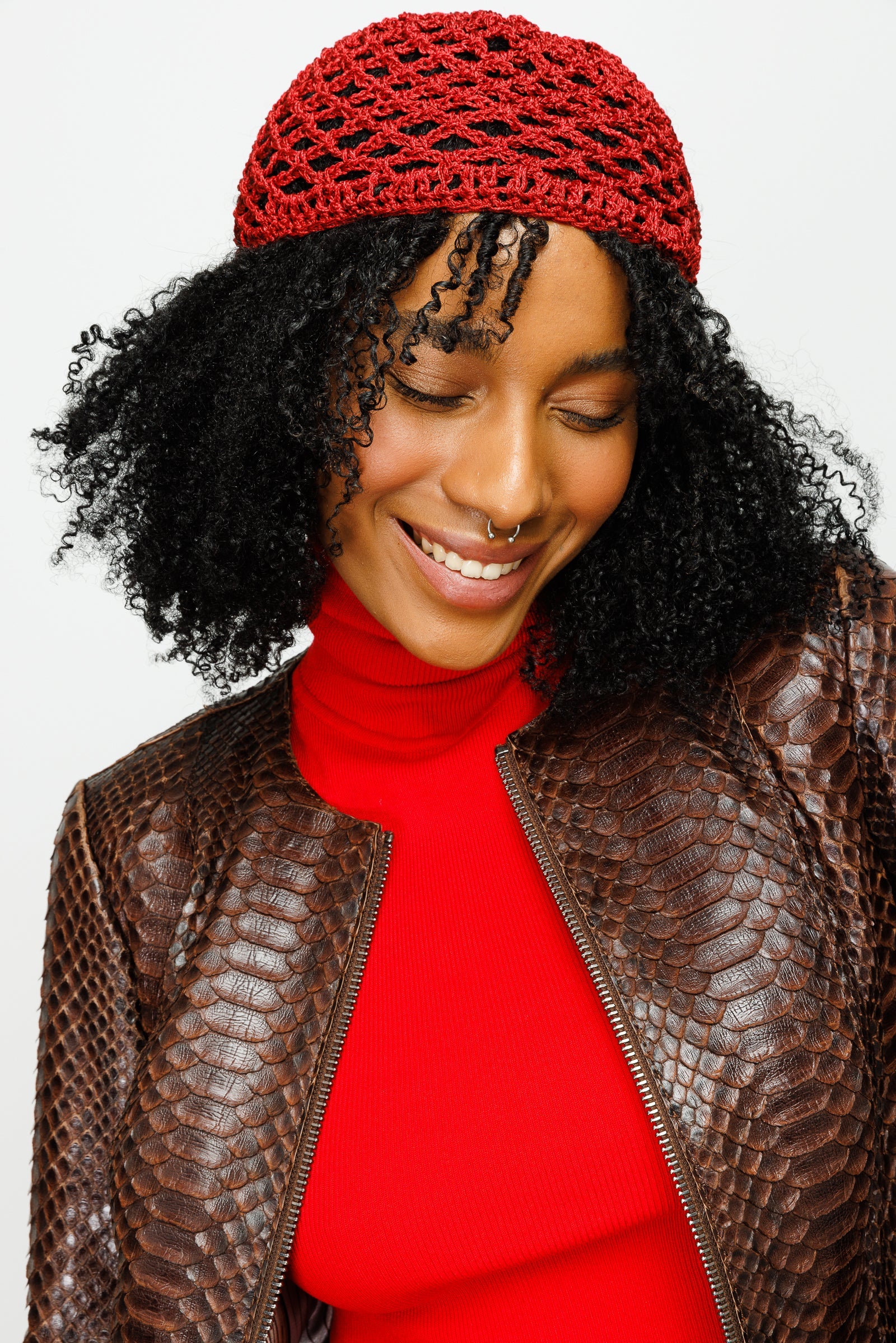 The Mekke Pythn Skin Brown Leather Jacket
