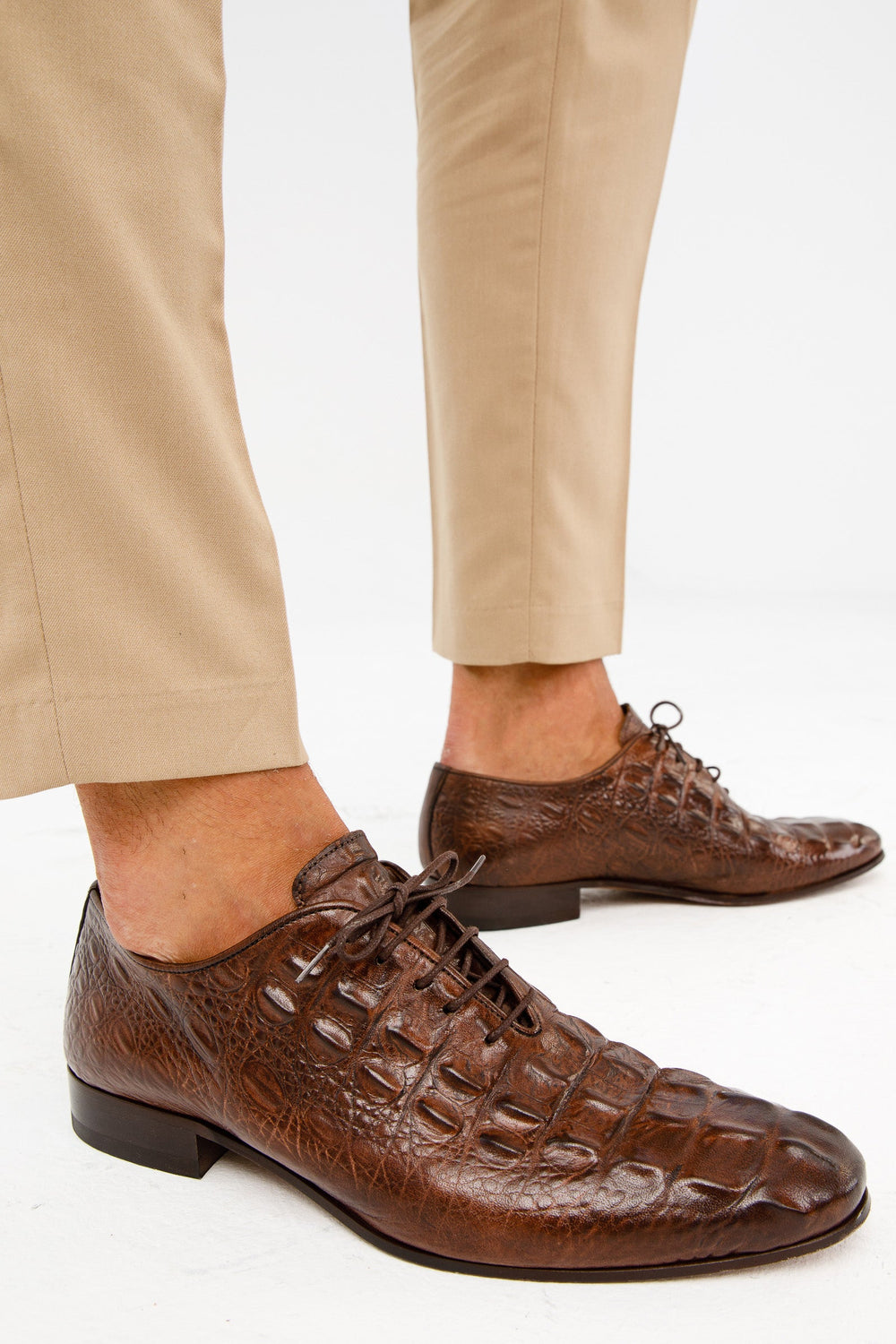 The Randor Brown Crocodile Leather Oxford Shoe