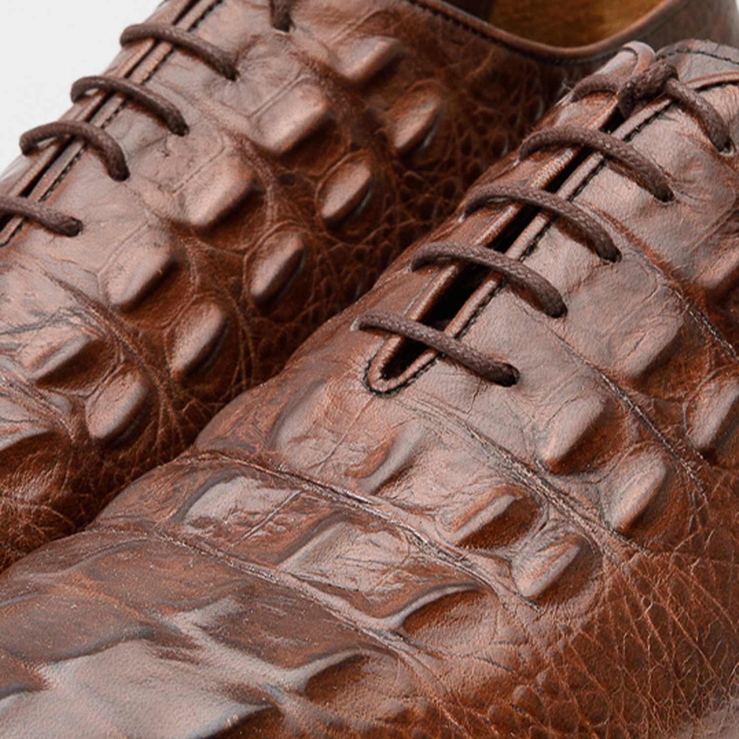 The Randor Brown Crocodile Leather Oxford Shoe