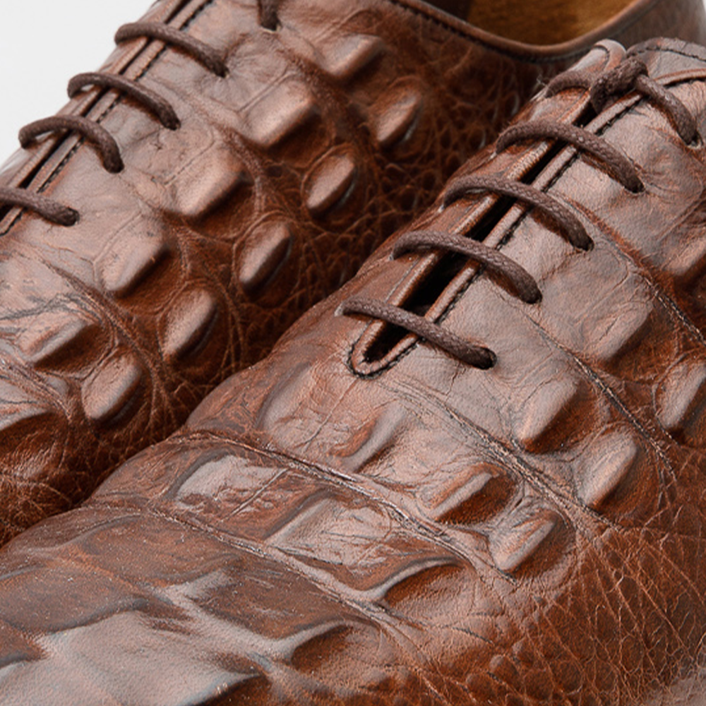 The Randor Brown Crocodile Leather Oxford Shoe