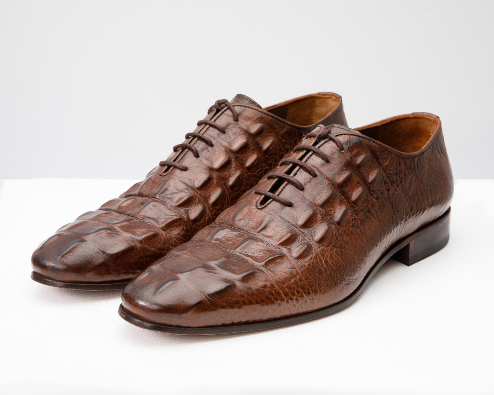 The Randor Brown Crocodile Leather Oxford Shoe